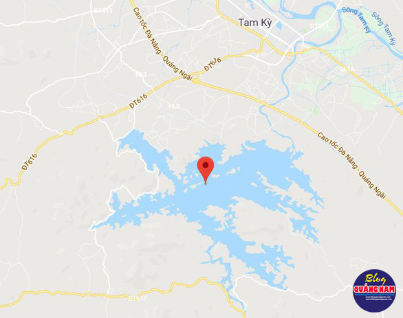 Vị trí hồ Phú Ninh (dấu đỏ) trên bản đồ - Ảnh chụp màn hình